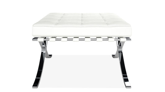 Pavilion Chair With Stool, White Leather