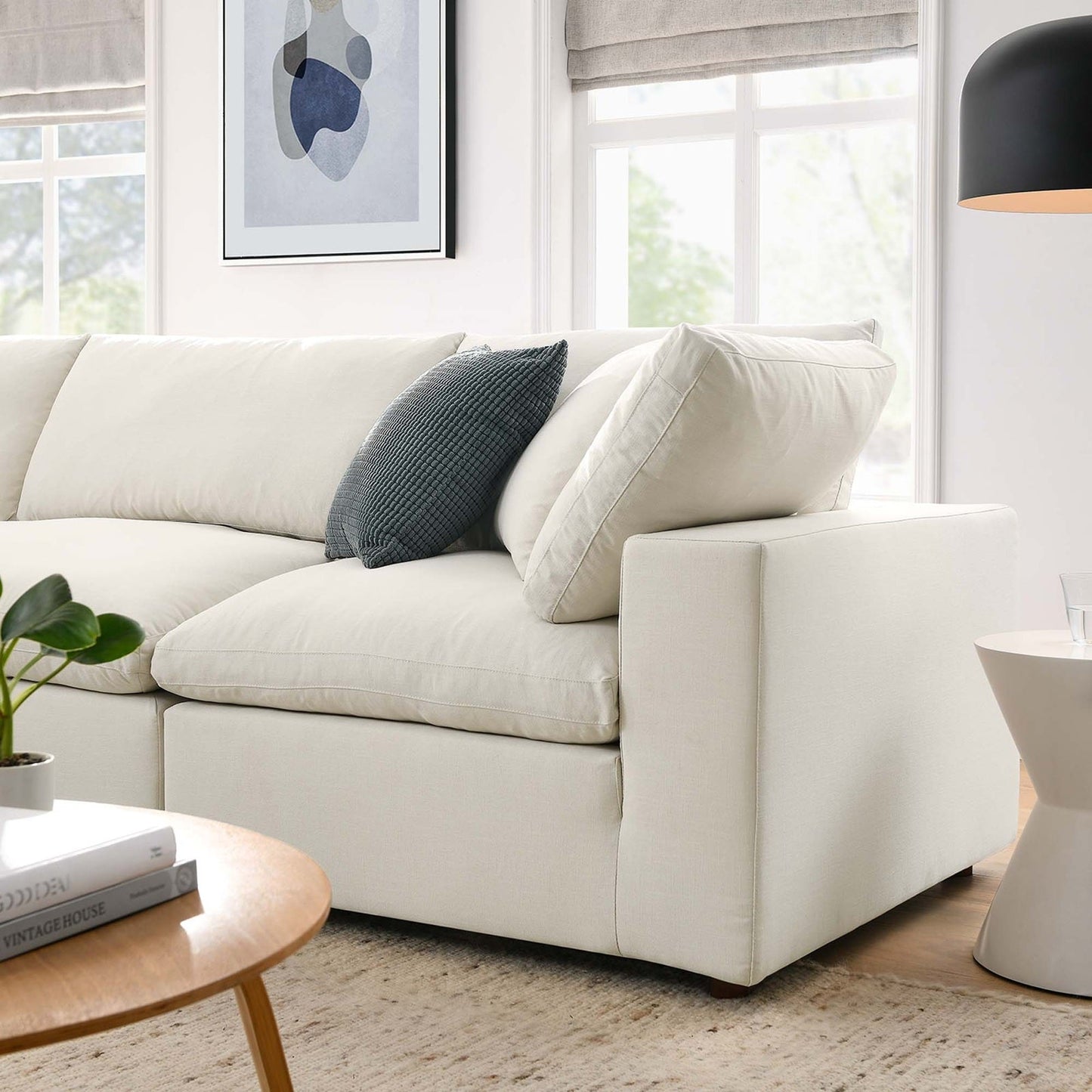 Haven 3 Seater Sectional Sofa With Ottoman, Beige