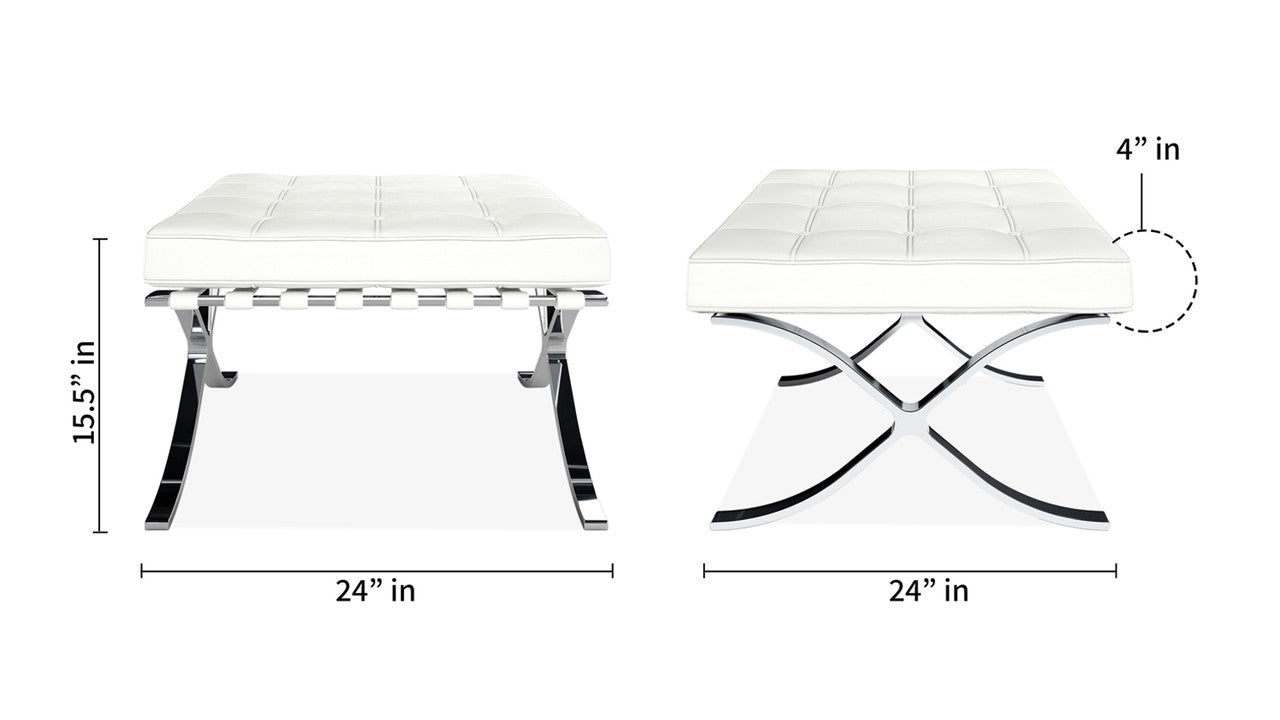 Pavilion Chair With Stool,White Leather