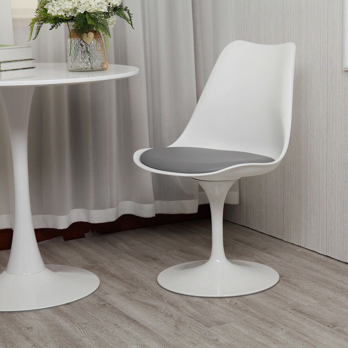 Tulip Swivel Side Chair, Gray