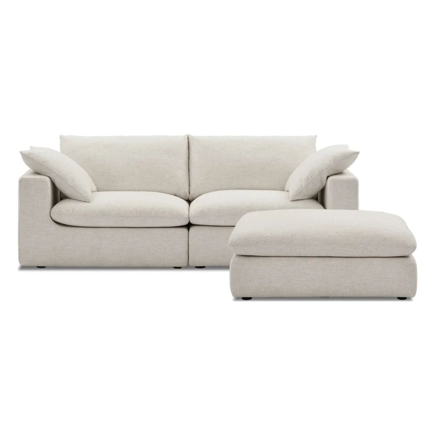 Duke 84" Deep Seat Sectional Sofa With Ottoman, 2 Seater, White