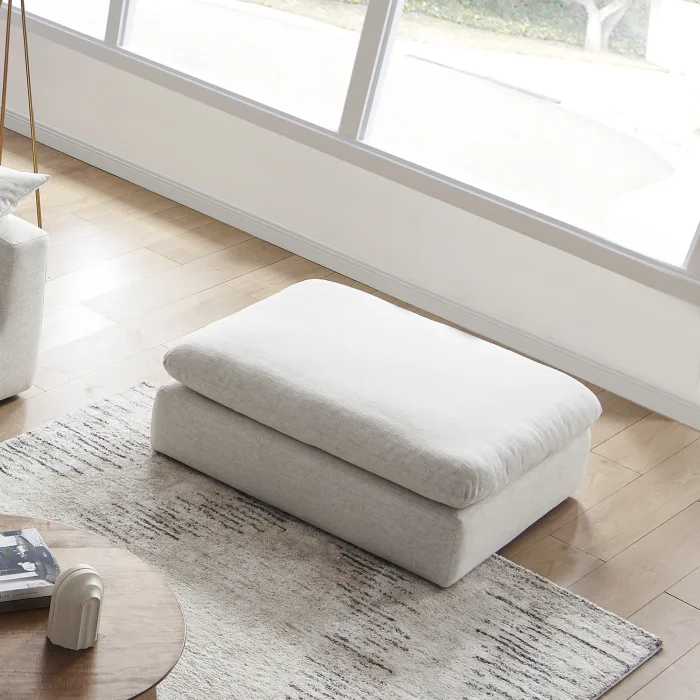 Duke 84" Deep Seat Sectional Sofa With Ottoman, 2 Seater, White