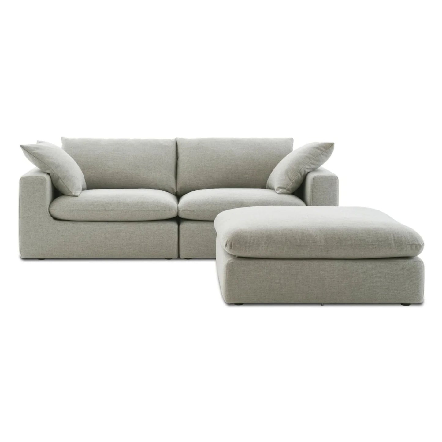 Duke 84" Deep Seat Sectional Sofa With Ottoman, 2 Seater, Gray