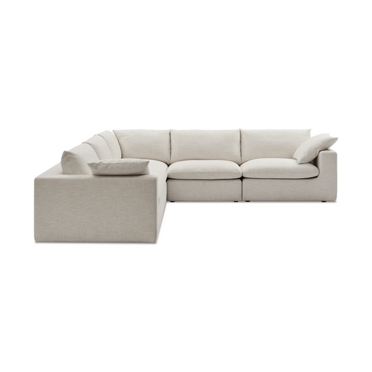 Duke 189" Deep Seat Sectional Sofa, 5 Seater, White