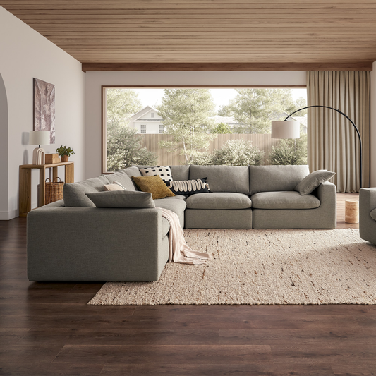 Duke 189" Deep Seat Sectional Sofa, 5 Seater, Gray