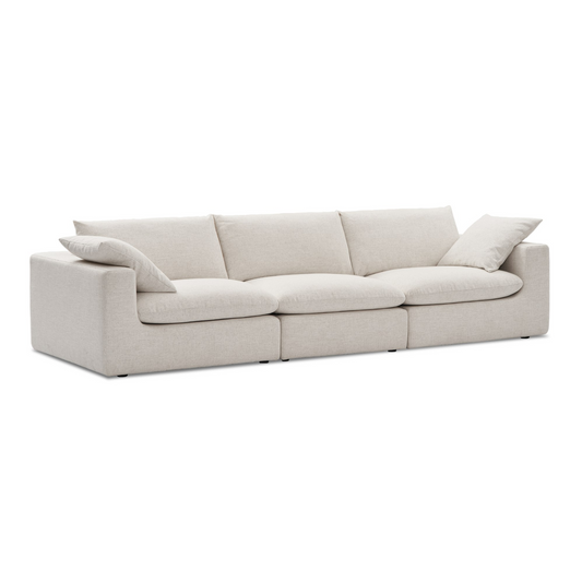Duke 119" Deep Seat Sectional Sofa, 3 Seater, White
