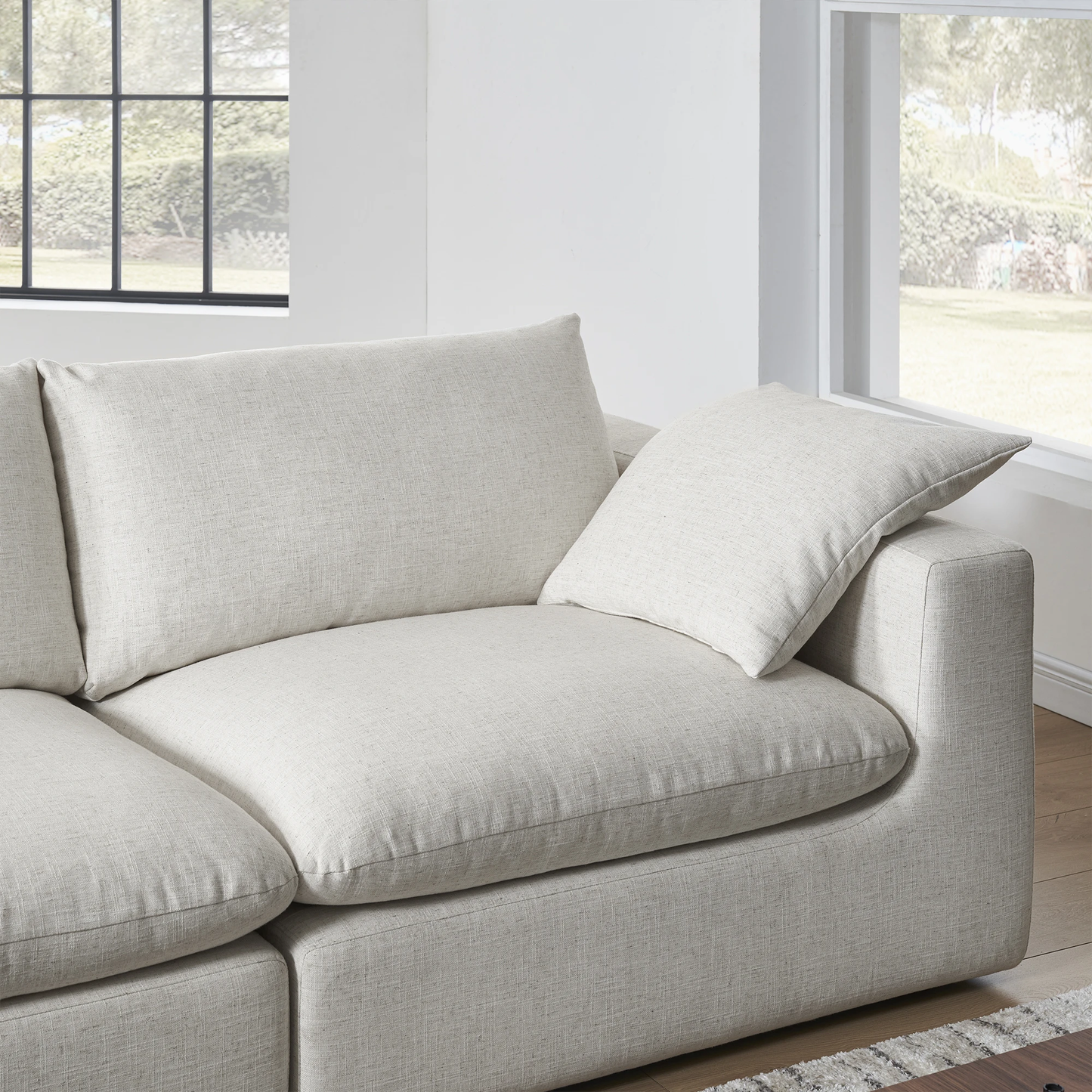Duke 119" Deep Seat Sectional Sofa, 3 Seater, White