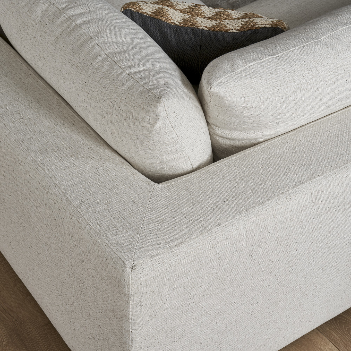 Duke 119" Deep Seat Sectional Sofa, 3 Seater, White