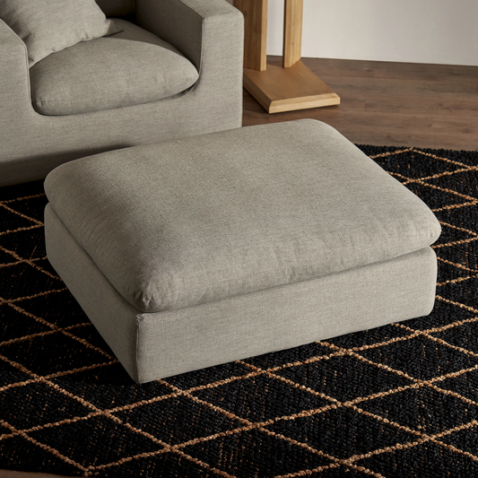 Duke 119" Deep Seat Sectional Sofa With Ottoman, 3 Seater, Gray