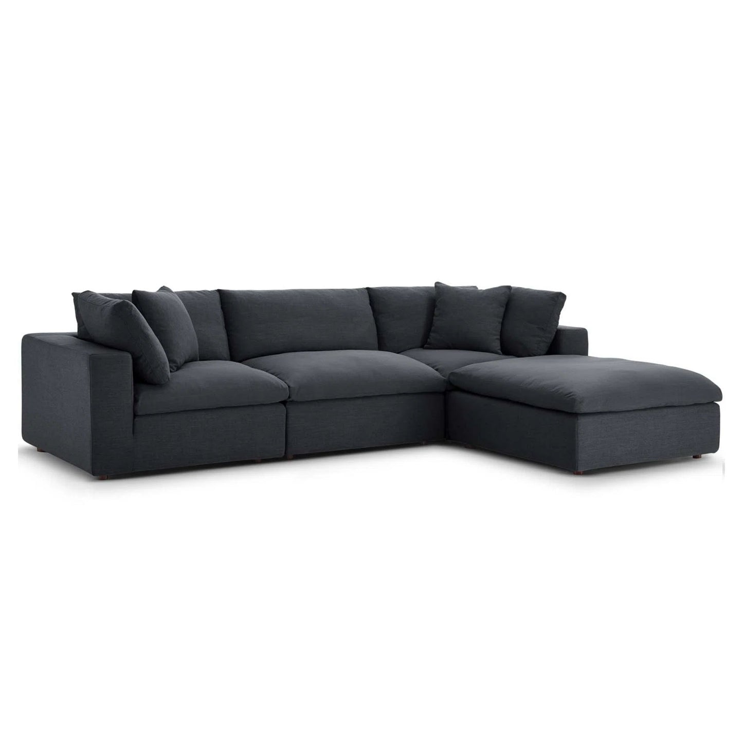 Haven 3 Seater Sectional Sofa With Ottoman, Gray