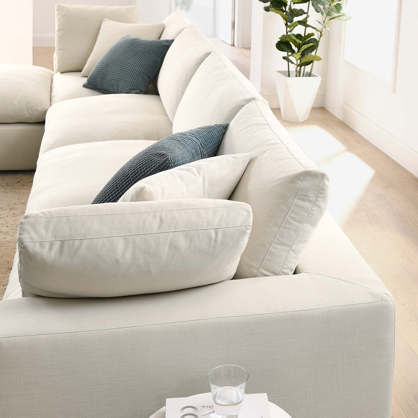 Haven 4 Seater Sectional Sofa With Ottoman, Beige