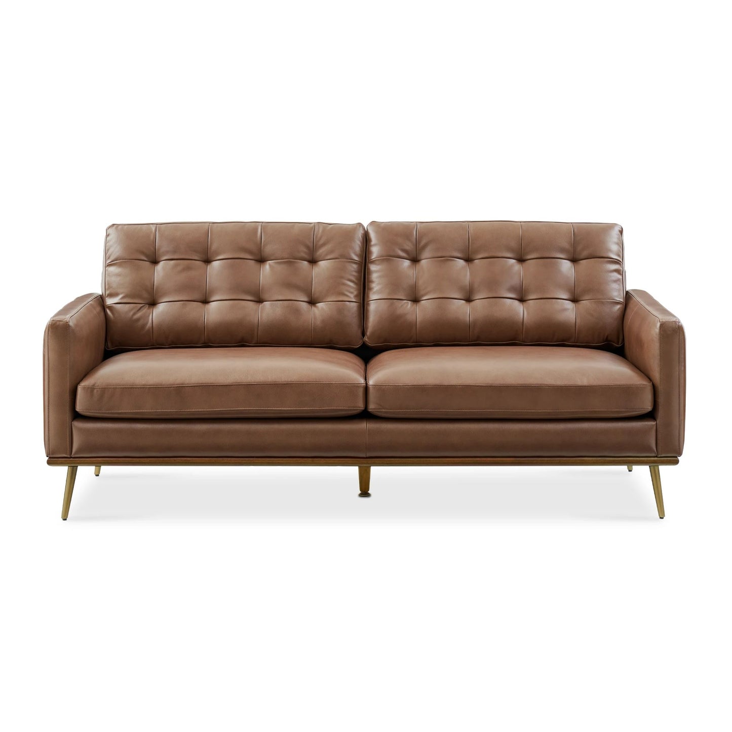 Loft Mid-century Deep Seat Sofa, Tan | 7 Feet PU Leather