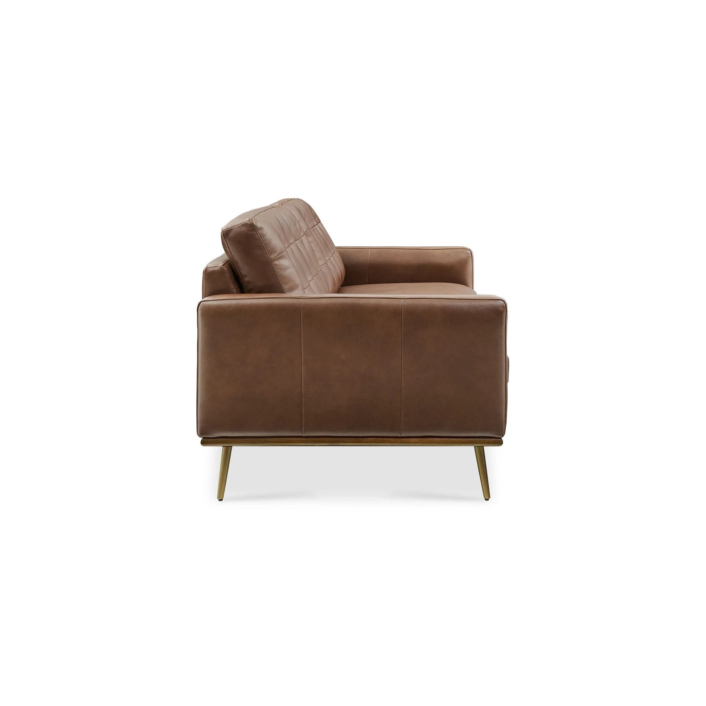 Loft Mid-century Deep Seat Sofa, Tan | 7 Feet PU Leather