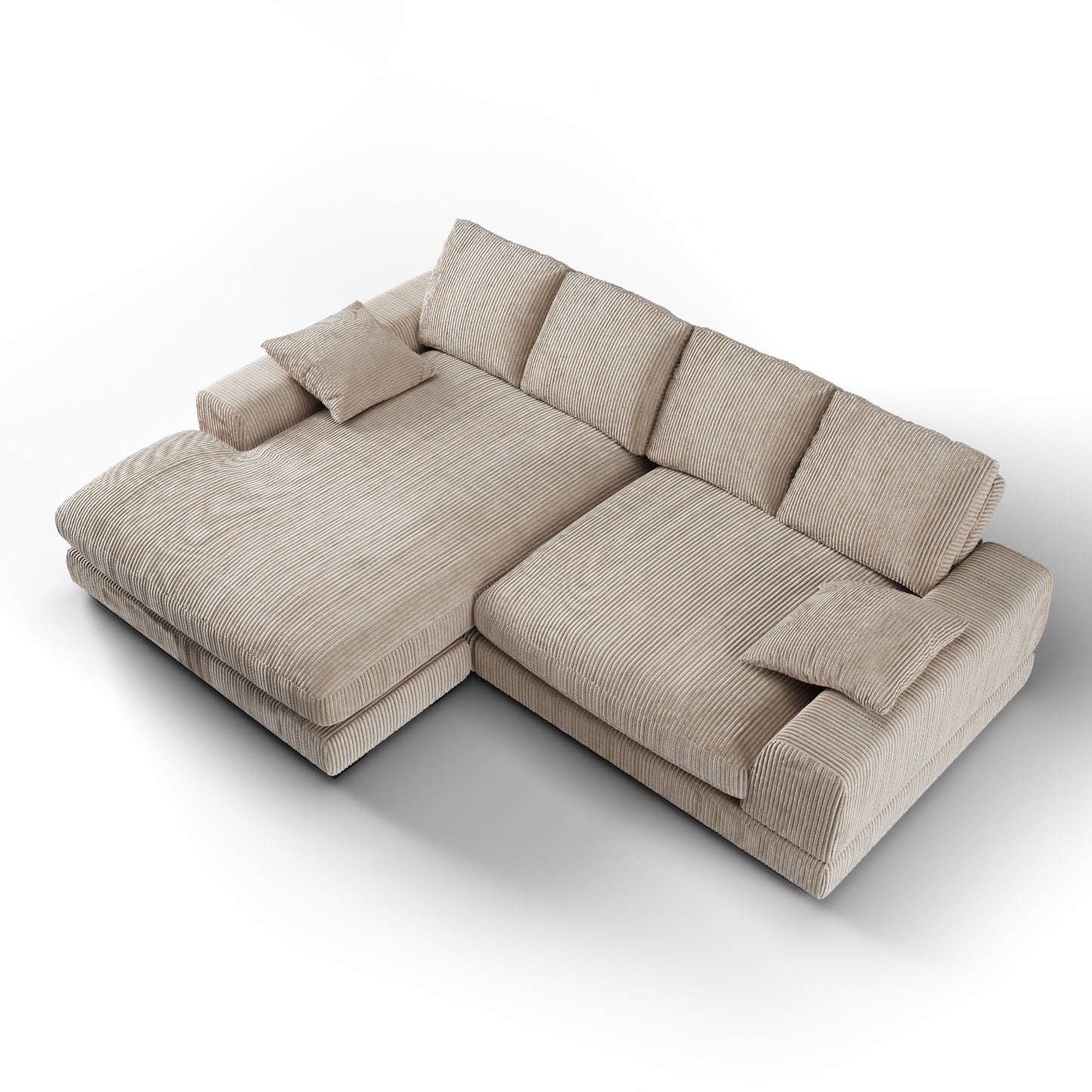 Aurelle Home 106" Reversible Contemporary Deep Seat Sectional Sofa, Cappuccino