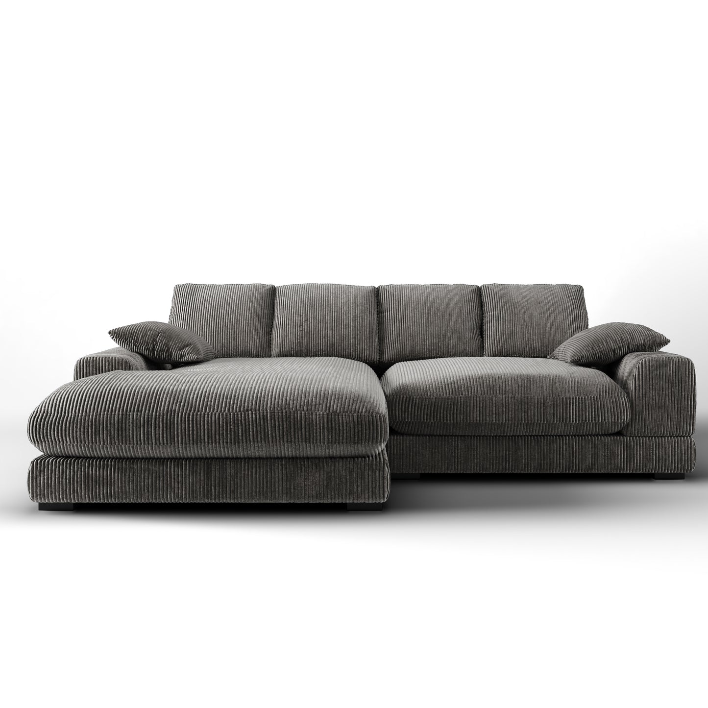 Aurelle Home 106" Reversible Contemporary Deep Seat Sectional Sofa, Charcoal Gray