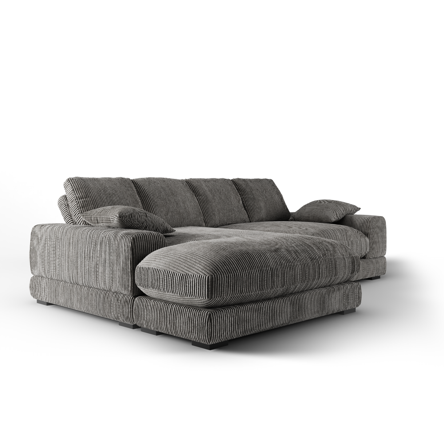Aurelle Home 106" Reversible Contemporary Deep Seat Sectional Sofa, Charcoal Gray