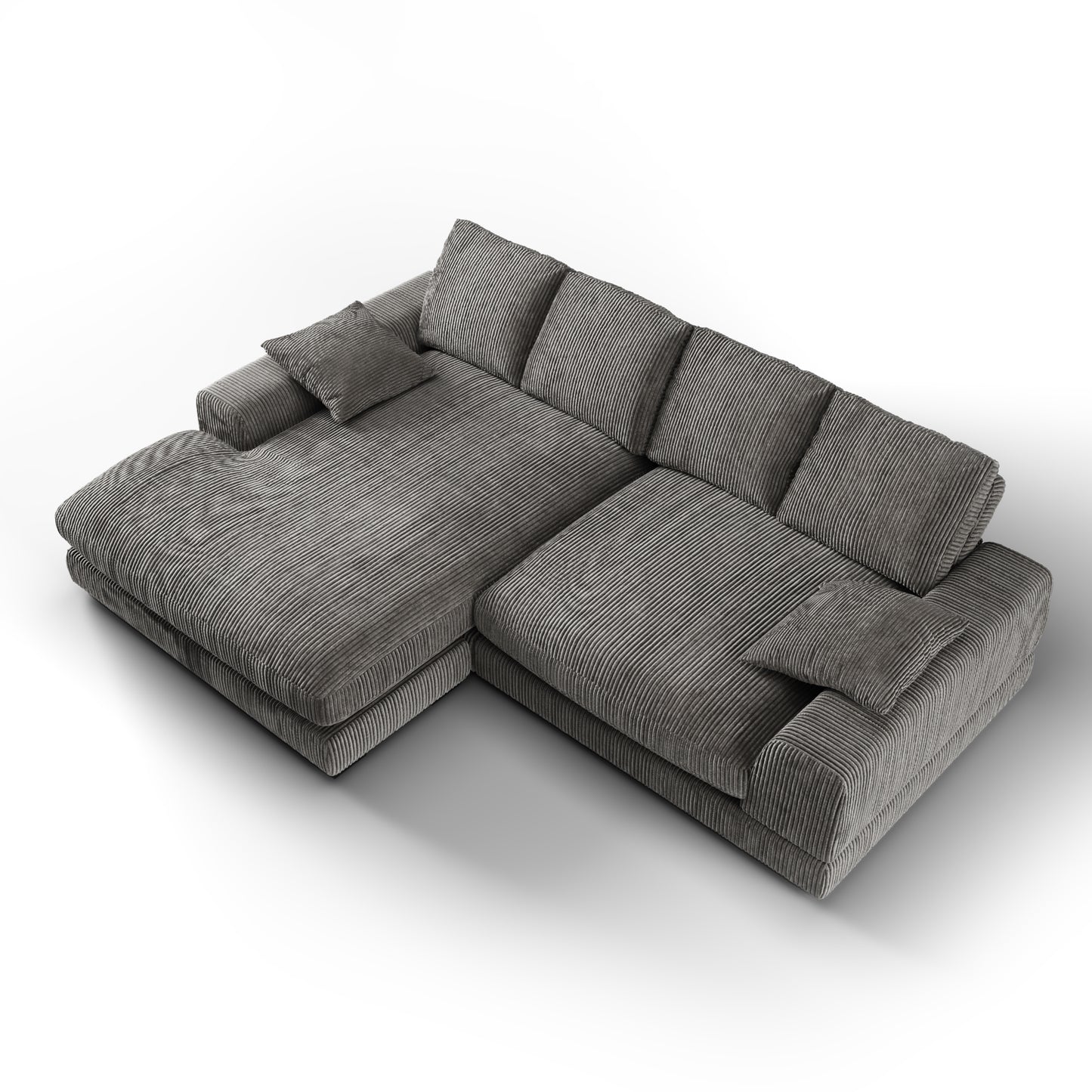 Aurelle Home 106" Reversible Contemporary Deep Seat Sectional Sofa, Charcoal Gray