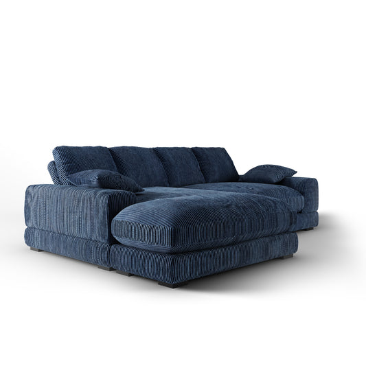 Aurelle Home 106" Reversible Contemporary Deep Seat Sectional Sofa, Navy Blue