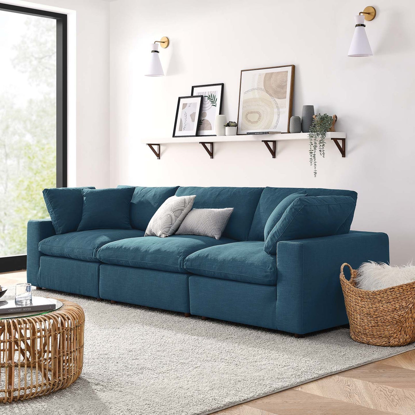 Haven 3 Seater Sectional Sofa, Azure