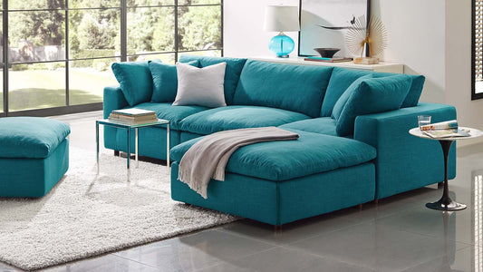 Haven 3 Seater Sectional Sofa With Ottoman, Teal