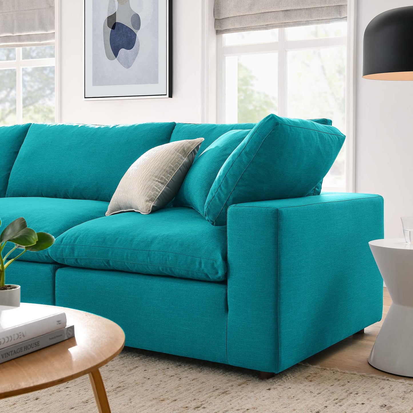 Haven 3 Seater Sectional Sofa With Ottoman, Teal