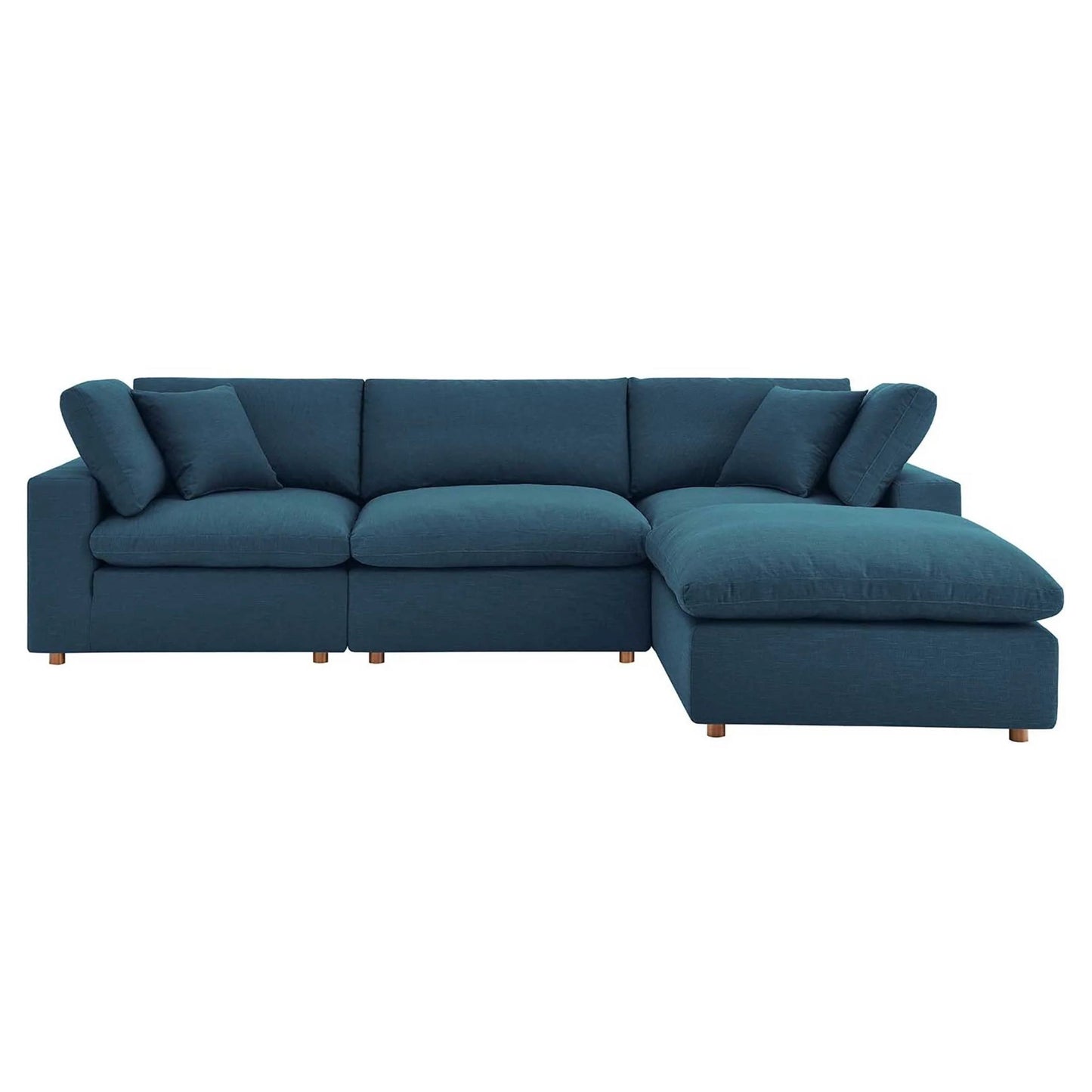 Haven 3 Seater Sectional Sofa With Ottoman, Azure