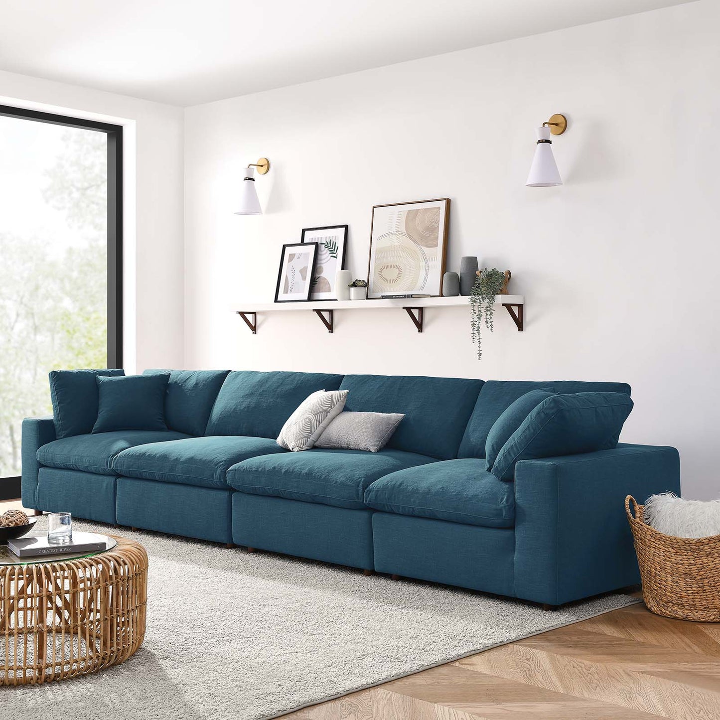 Haven 4 Seater Sectional Sofa, Azure