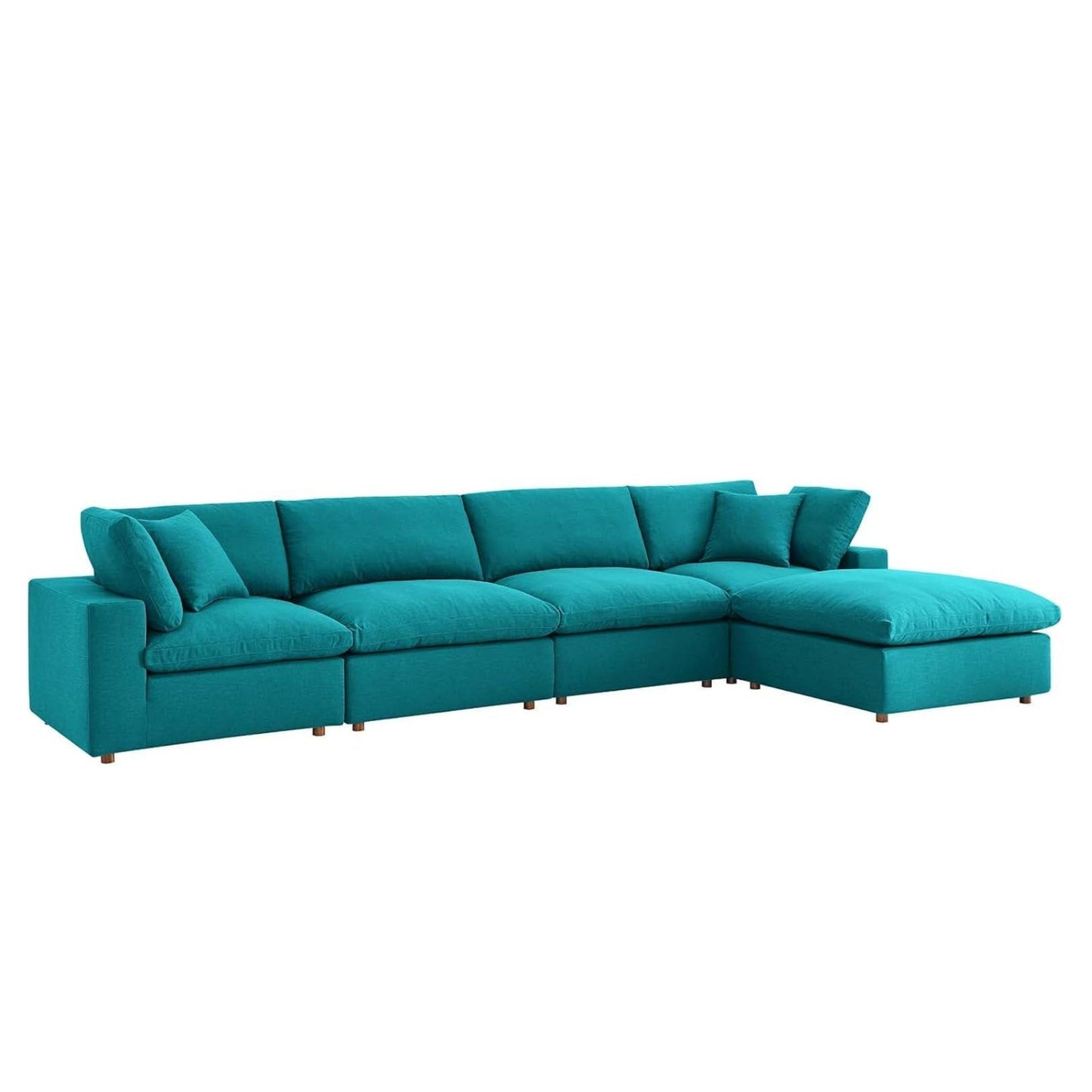 Haven 4 Seater Sectional Sofa With Ottoman, Teal