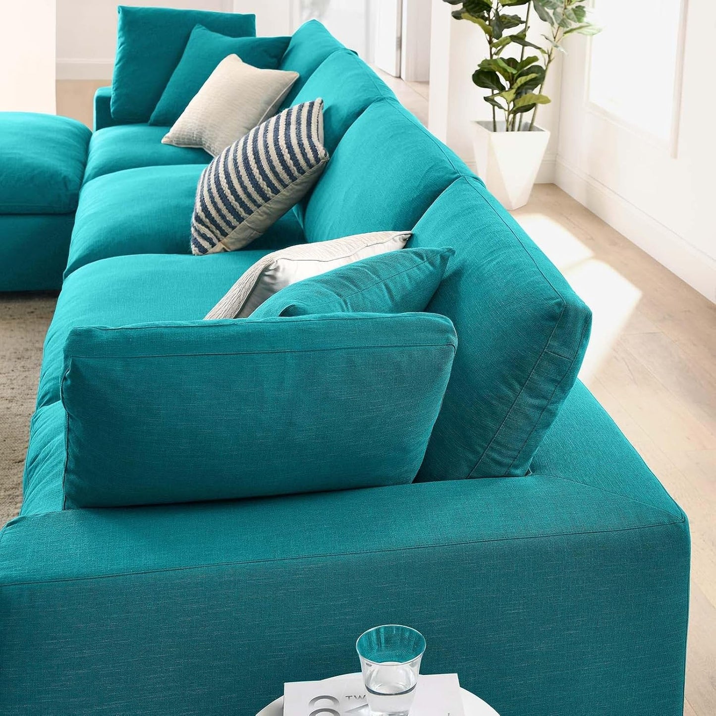 Haven 4 Seater Sectional Sofa With Ottoman, Teal