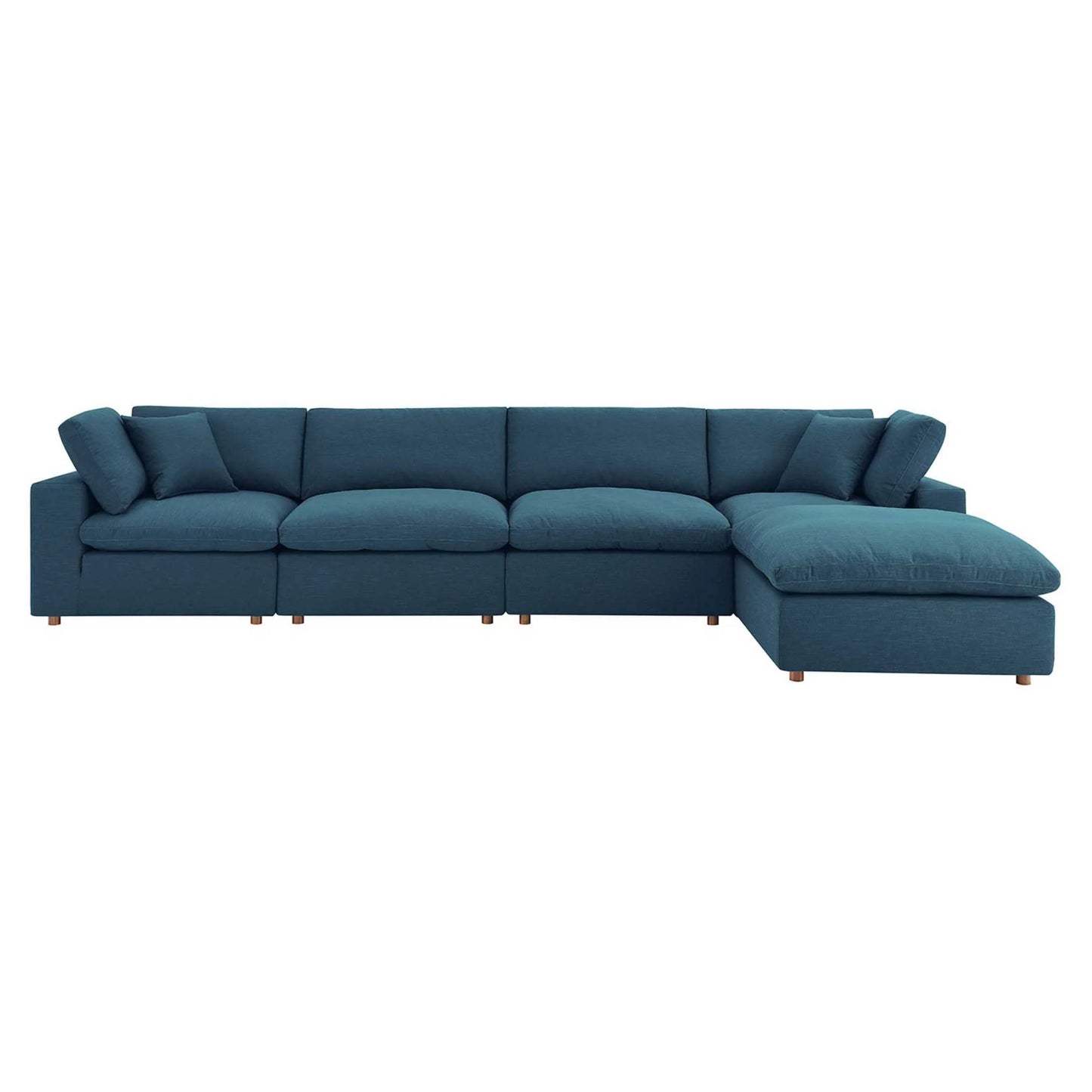 Haven 4 Seater Sectional Sofa With Ottoman, Azure