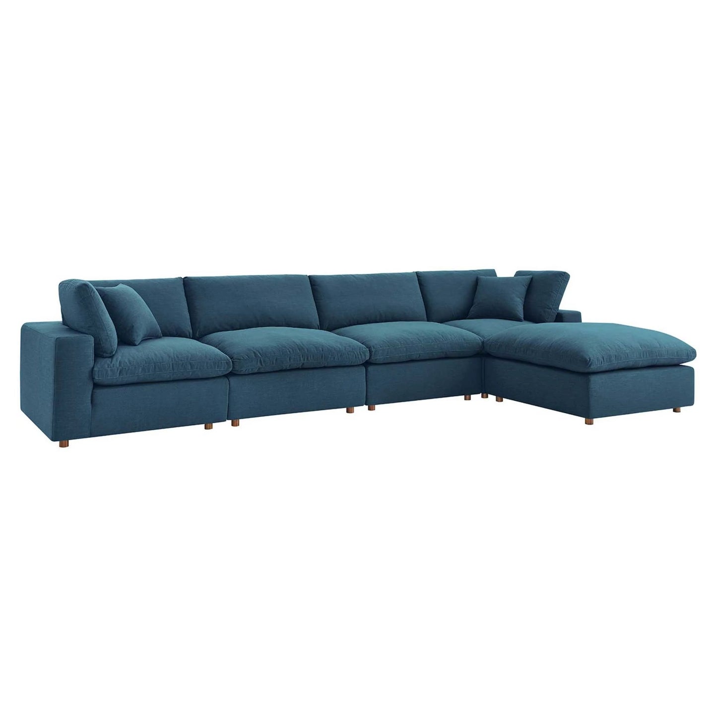 Haven 4 Seater Sectional Sofa With Ottoman, Azure