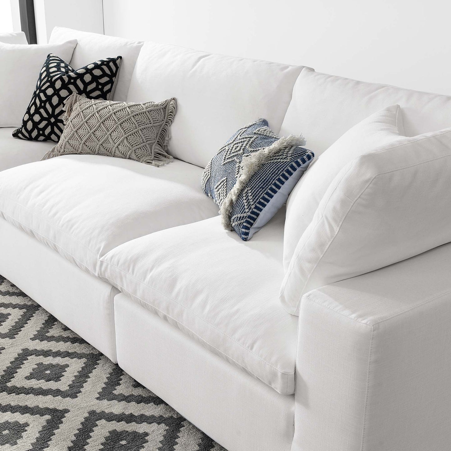 Haven 3 Seater Sectional Sofa With Ottoman, White