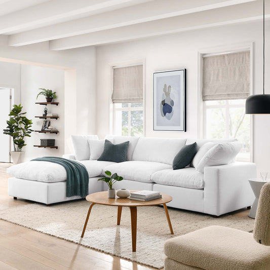Haven 3 Seater Sectional Sofa With Ottoman, White