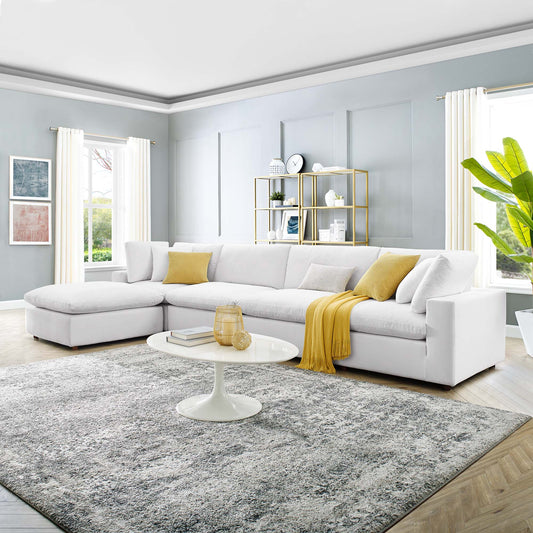 Haven 4 Seater Sectional Sofa With Ottoman, White