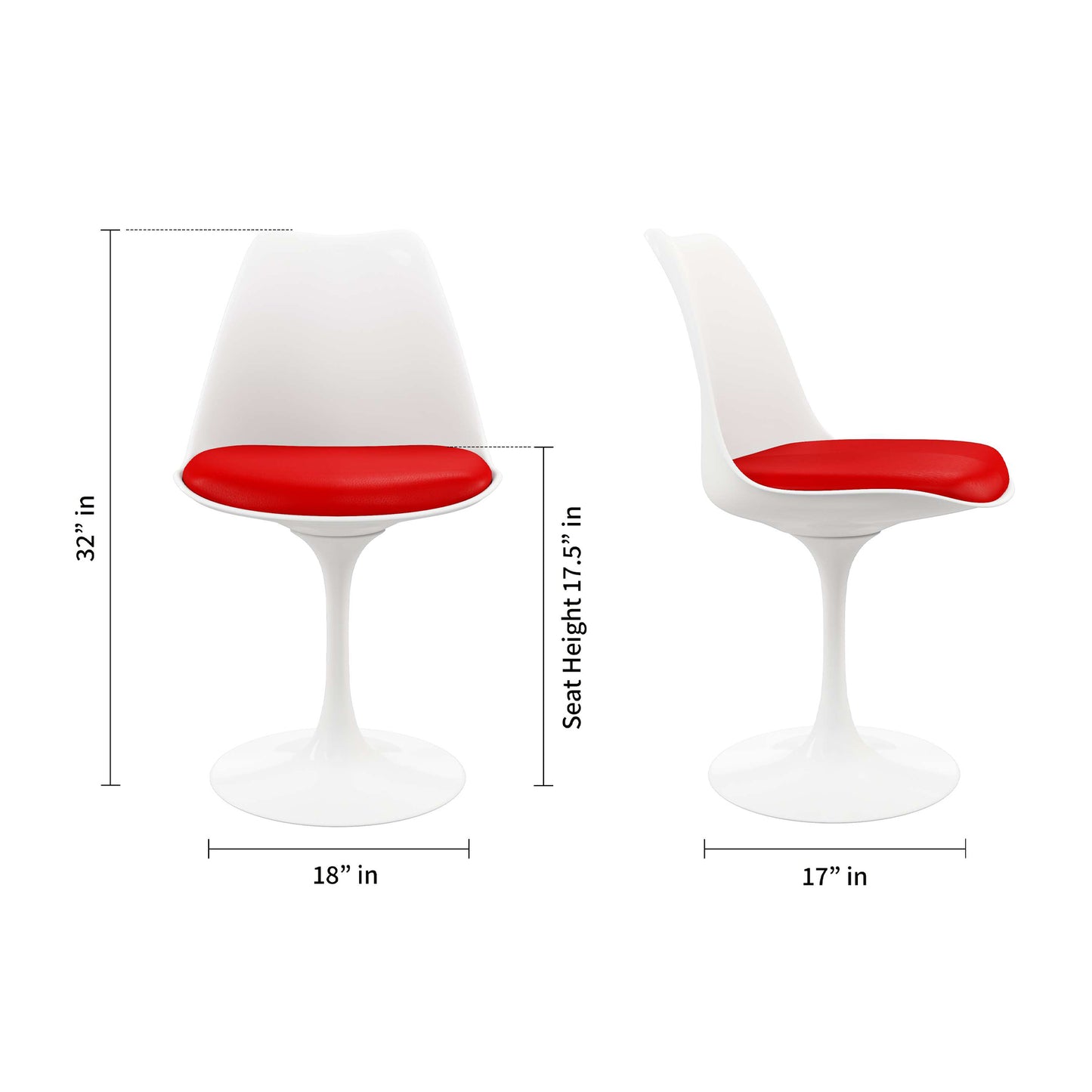 Tulip Swivel Side Chair, Red