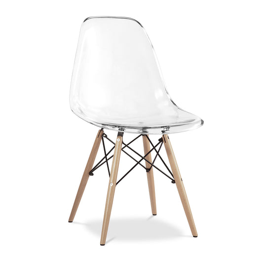 Eiffel Chair With Wood Legs, Clear