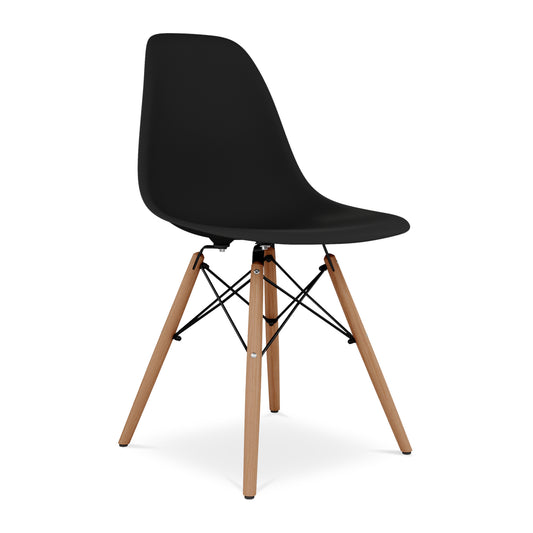 Eiffel Chair With Wood Legs, Black