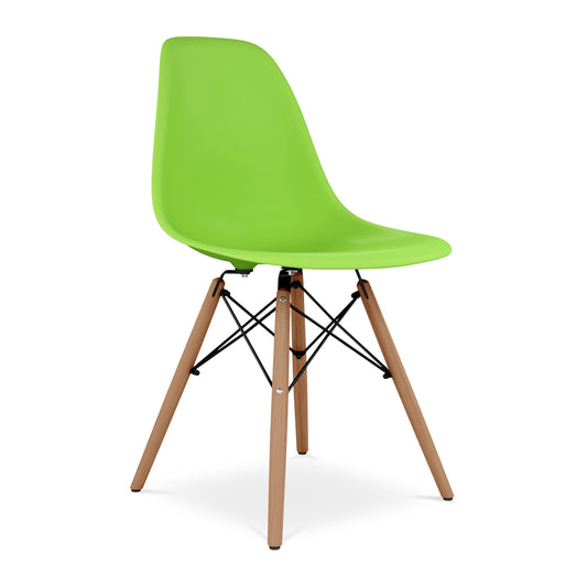 Eiffel Chair With Wood Legs, Green