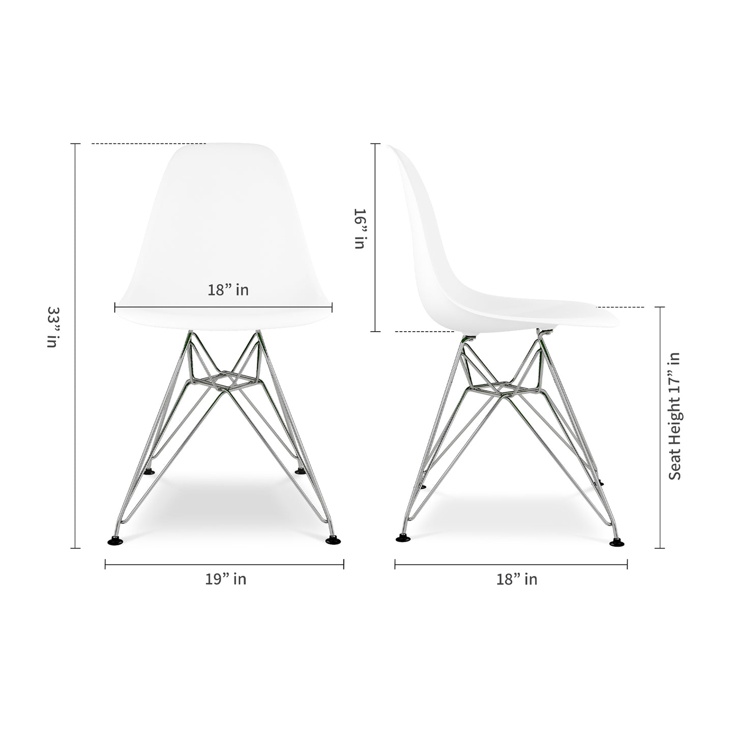 Eiffel Chair With Steel Legs, White