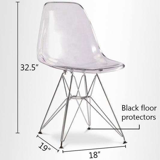 Eiffel Chair With Steel Legs, Clear