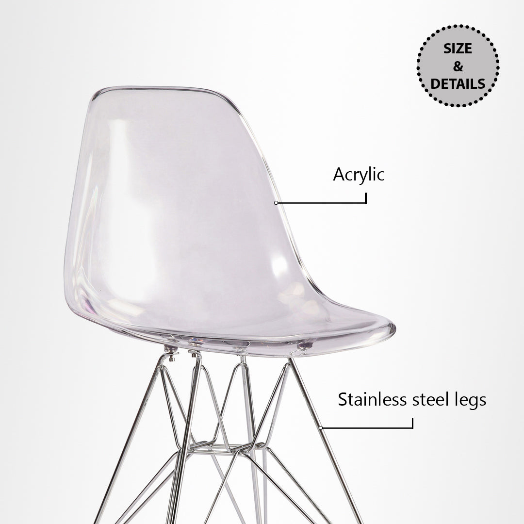Eiffel Chair With Steel Legs, Clear