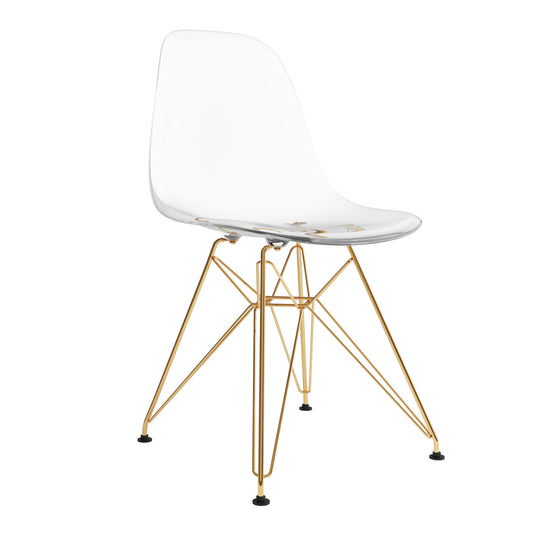Eiffel Chair With Gold Legs, Clear