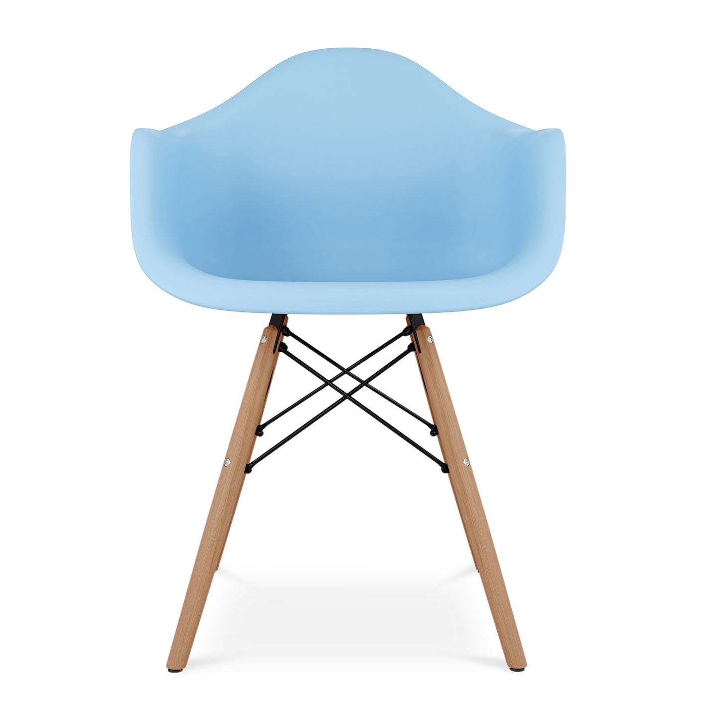 Eiffel Armchair With Wood Legs, Blue