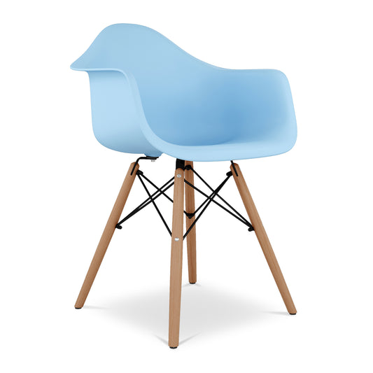 Eiffel Armchair With Wood Legs, Blue