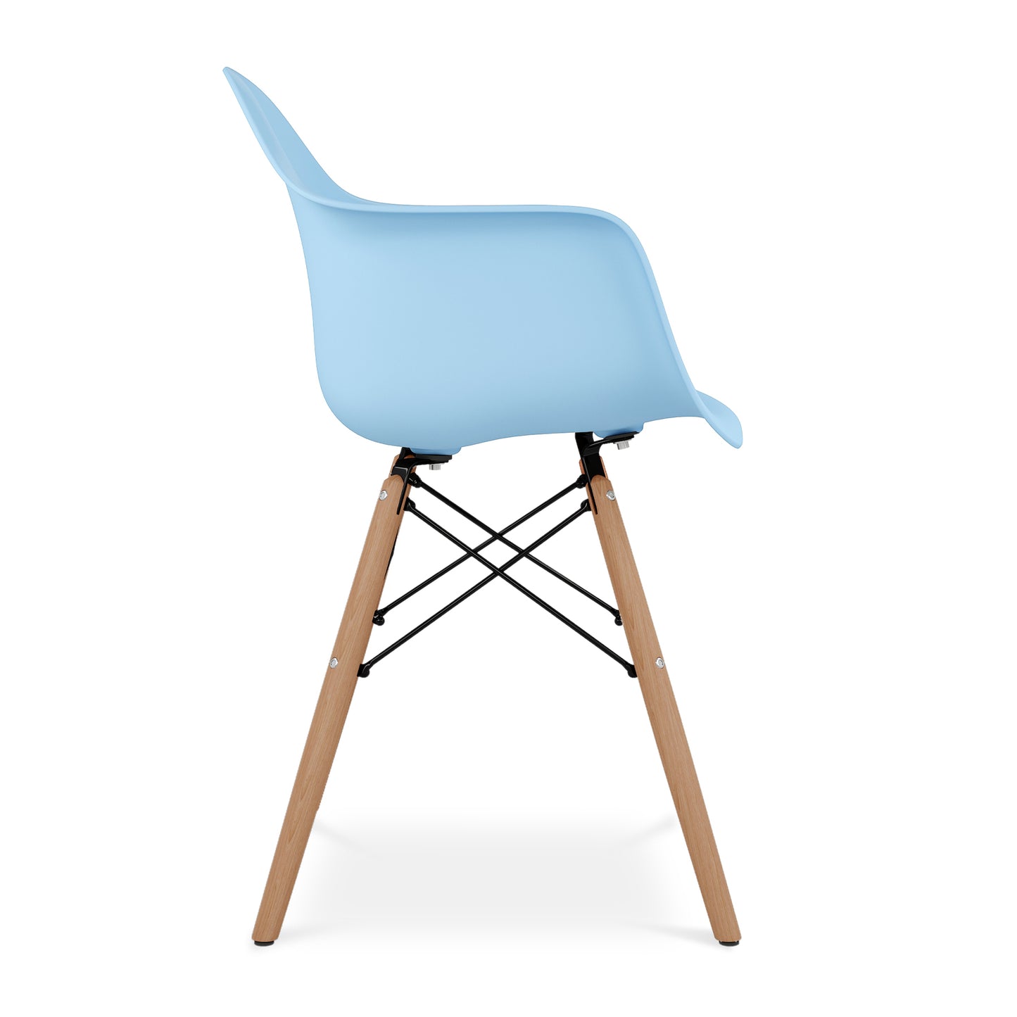 Eiffel Armchair With Wood Legs, Blue