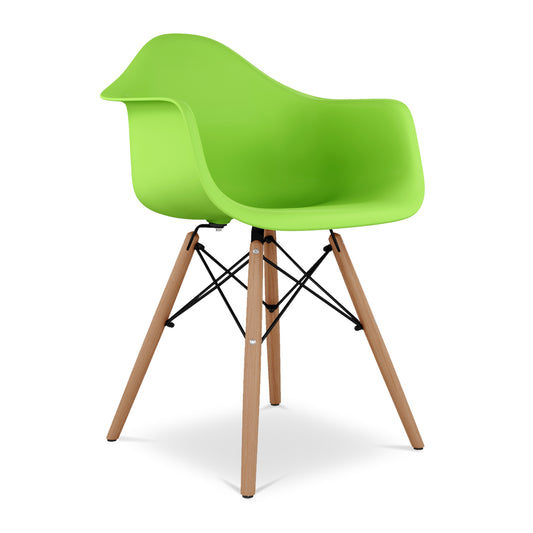 Eiffel Armchair With Wood Legs, Green