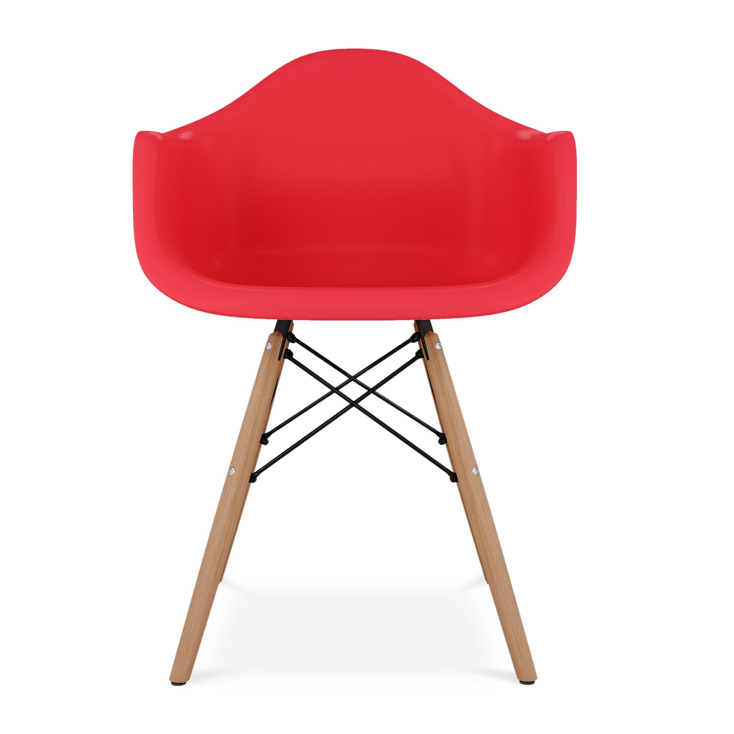 Eiffel Armchair With Wood Legs, Red