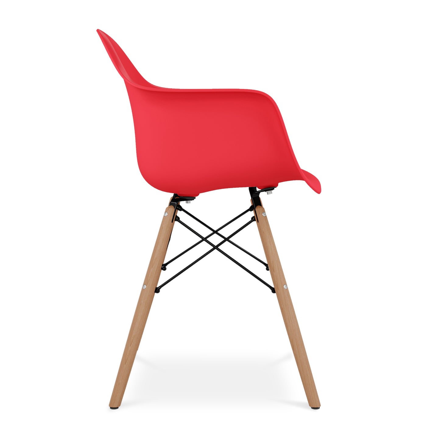 Eiffel Armchair With Wood Legs, Red