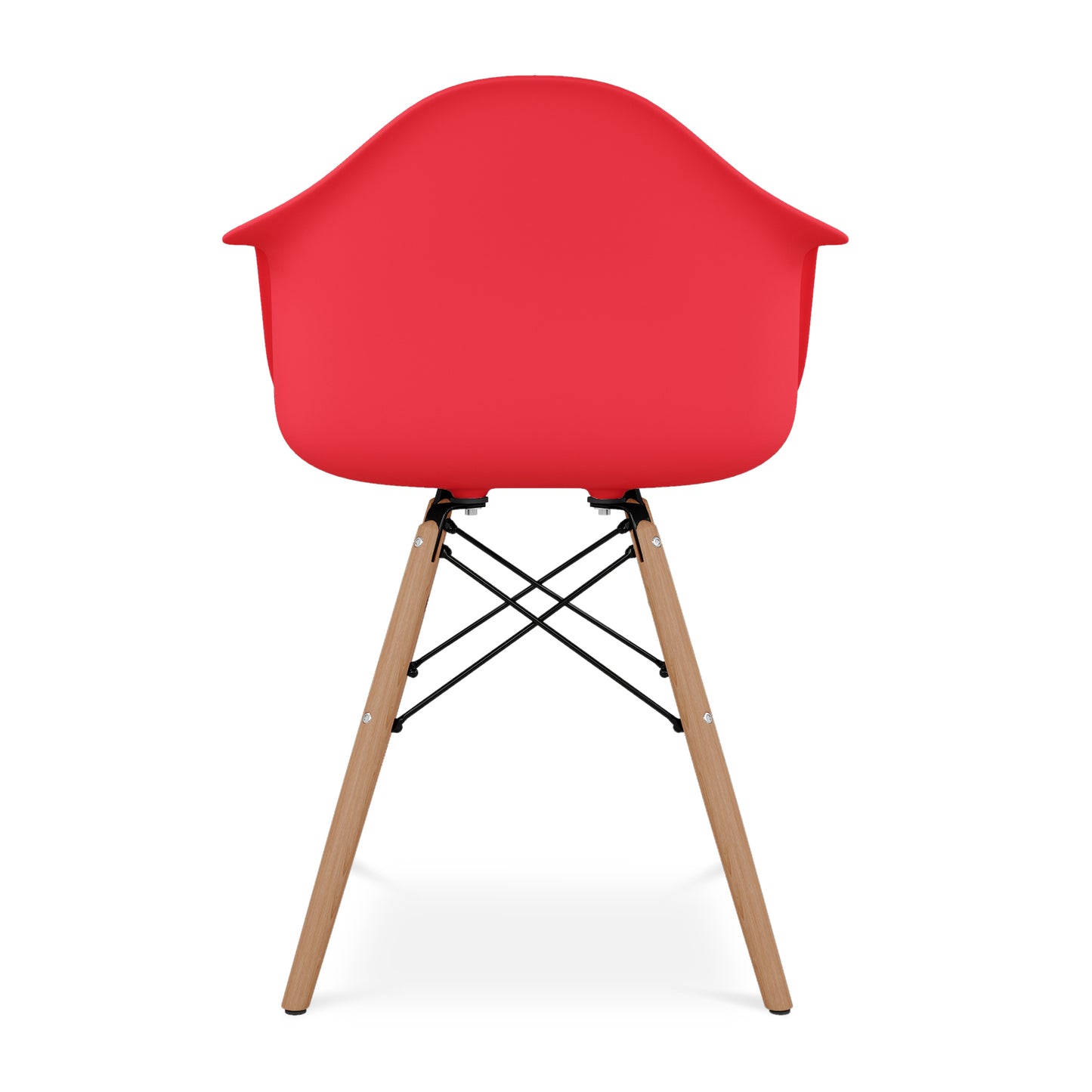 Eiffel Armchair With Wood Legs, Red