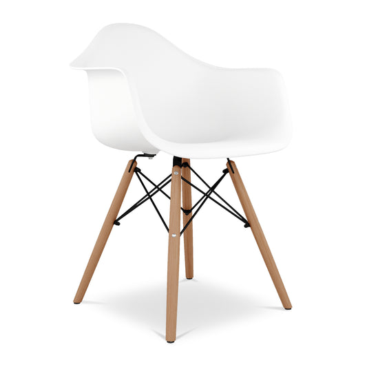 Eiffel Armchair With Wood Legs, White